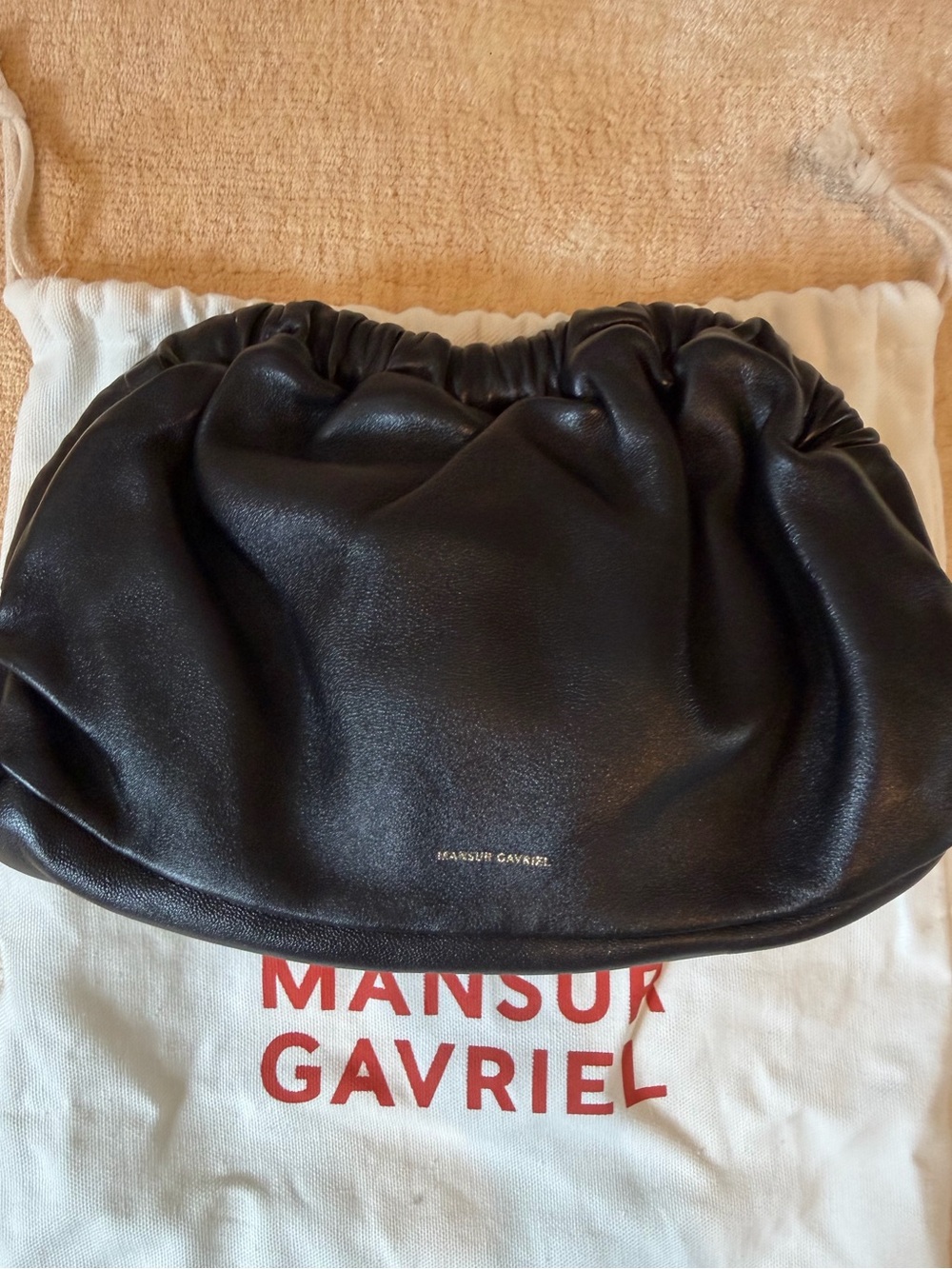 Mansur Gavriel Black Ruched Leather Pouch